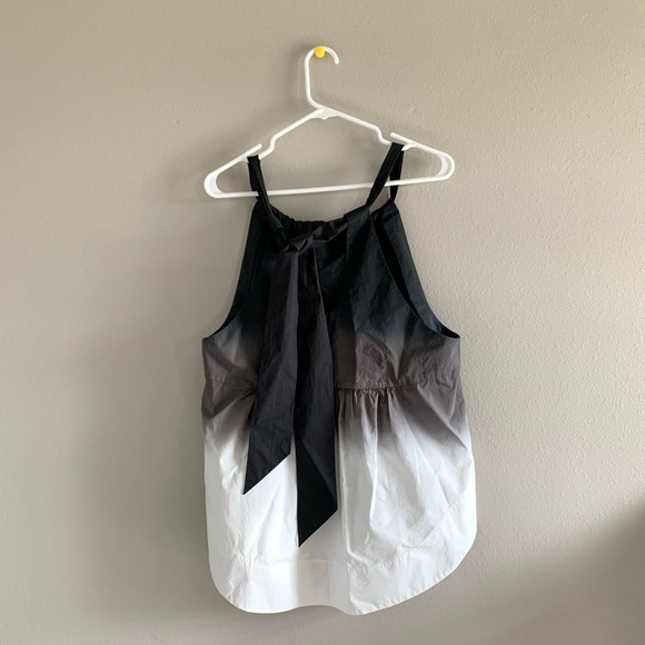 Ombré Poplin Halter Tank in Back & White - Picture 5 of 5